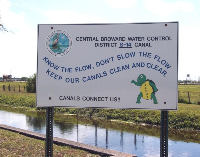 S-14 canal sign (outside CBWCD office)